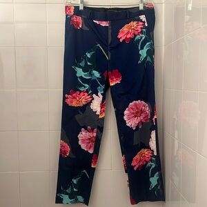 Banana Republic Blue Floral Trousers suit Pants Size 8